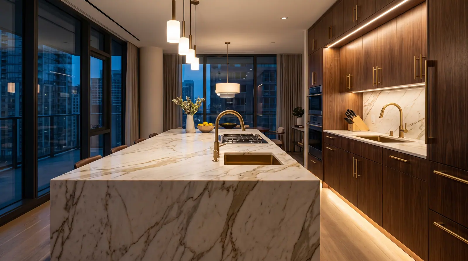 Luxury marble kitchen island
